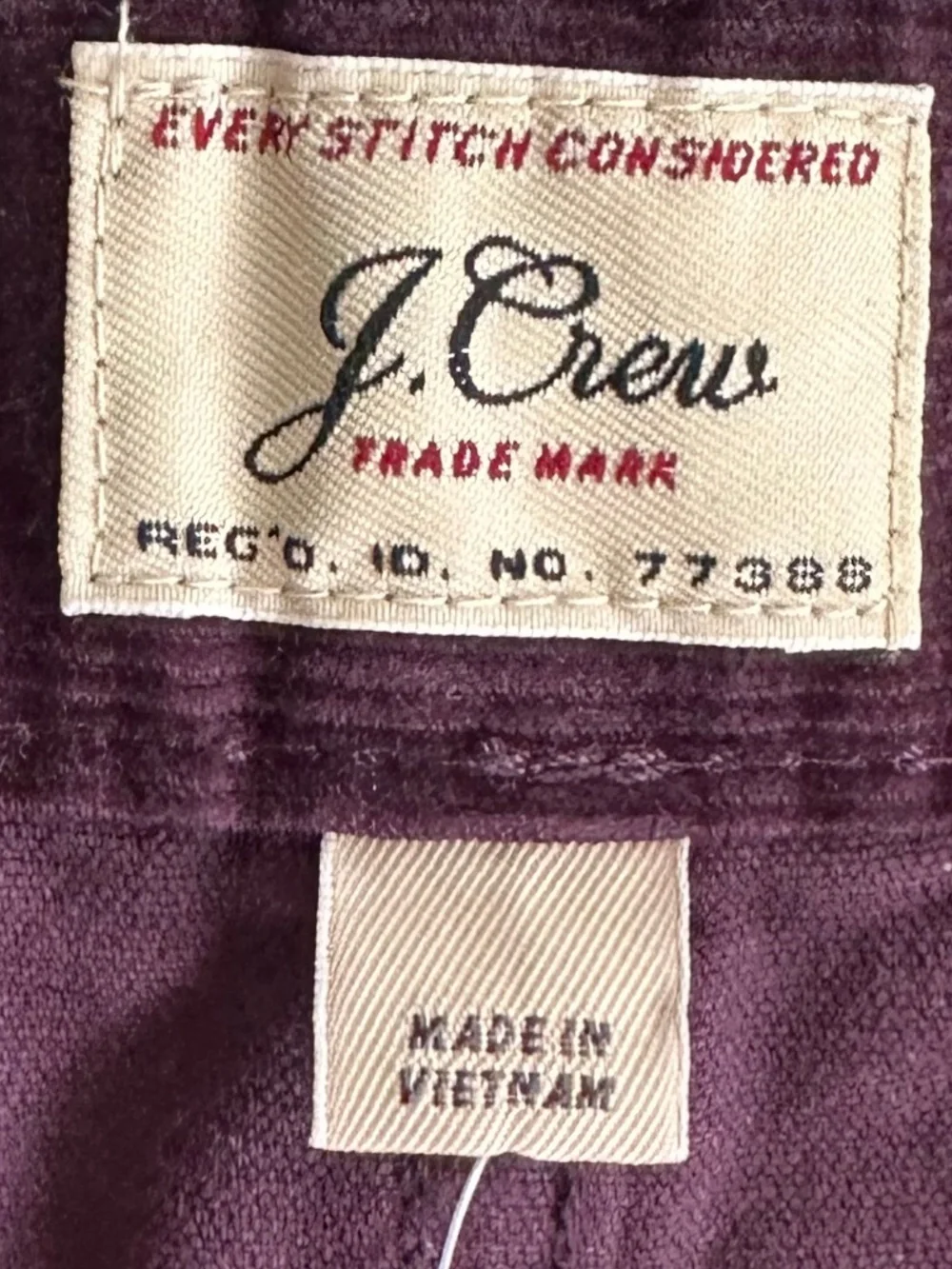 J. Crew Men's Classic Straight Leg Stretch Corduroy Pants Plum 33/30 Casual NWT